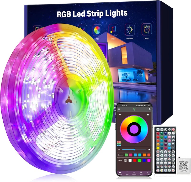 Ledagic Led Lights for Bedroom 100ft (1 Rolls of 100ft) Music Sync Color Changing Led Strip Lights with 60 Key Remote and App Control RGB Led Light Strip for Home Party Room Decoration - Image 1